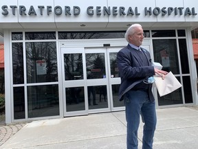 The president and chief executive of the Huron-Perth Healthcare Alliance said about 70 staff members at Stratford General Hospital are being tested for COVID-19 in relation to an outbreak in the medicine unit, but Andrew Williams is confident that safety measures already in place will prevent further spread. (File photo)