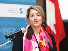 Melanie Joly speaks at a Greater Sudbury Chamber of Commerce luncheon on April 12 of last year. The economic development minister is now announcing new funding through FedNor for tourism projects in Sudbury and across the region.