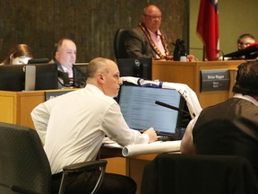 Ward 1 Coun. Mark Signoretti asks a question at a city council in this file photo. Signoretti brought forward a motion, which was ultimately rejected, that would have removed nearly $1 million from the winter roads budget.