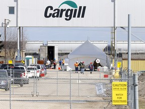 Cargill meats was shut down due to COVID-19 near High River on Tuesday, April 21, 2020. (Darren Makowichuk/Postmedia)