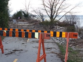 Wind-whipped waves eroded the Lake Huron shoreline in Saugeen Shores last winter, forcing closure of sections of a popular multi-use shoreline trail between Port Elgin and Southampton.