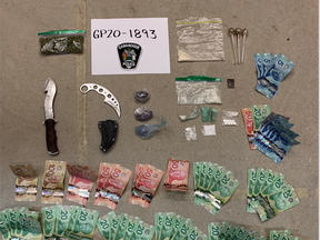 Items seized by Gananoque police at a traffic stop in May have a total estimated street value of more than $35,000. (SUBMITTED PHOTO)