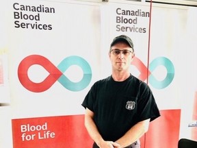 Wayne Authier, Chatham-Kent's first confirmed COVID-19 patient,  donated plasma on Saturday in the search for a potential treatment or vaccine. (Handout)