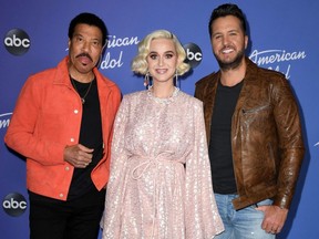 Lionel Richie, Katy Perry and Luke Bryan attend the premiere event for "American Idol," hosted by ABC at Hollywood Roosevelt Hotel on Feb. 12, 2020 in Hollywood, California.