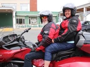 Bruce and Susan Hyderman, in front of Glen Stor Dun Lodge, and getting ready for Honour Ride 2020 on Saturday morning. Photo on on Tuesday, May 19, 2020, in Cornwall, Ont. Todd Hambleton/Cornwall Standard-Freeholder/Postmedia Network