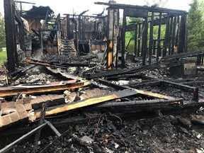 The remains of an abandoned house on Saugeen First Nation that was completely destroyed by fire Thursday. SUPPLIED