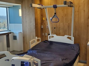 A patient room at the Jeremy Snook Memorial Palliative Suites at the Northern Lights Health Centre in this May 2020 supplied image.