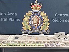 Contraband seized from the May 20, 2020, search warrant in Portage la Prairie, Man. (supplied photo)
