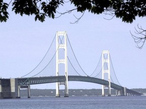 The Mackinac Bridge spans the Straits of Mackinac. Associated Press