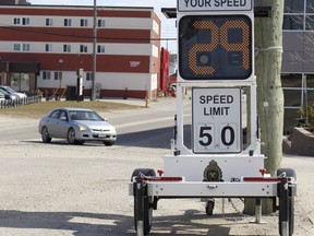 A radar speed sign  can often be seen on Sault Ste. Marie city streets to slow down vehicles.