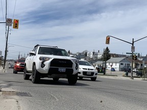 The intersection of Algonquin Boulevard and Theriault Boulevard, seen here, is typically one of the high-frequency collision spots in Timmins.

Elena De Luigi/The Daily Press