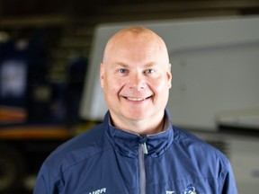 Brett Stephenson (shown here) at the Coca-Cola Centre on Tuesday morning. Stephenson is the new technical director and hockey operations guy for Grande Prairie minor hockey.