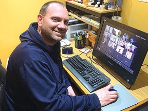 Mark Frolick, a Grade 7 and 8 teacher at Our Lady of Fatima School, instructs his students in a virtual class. Photo supplied
