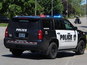 Sarnia police block of section of Murphy Road Monday while investigating a suspicious package.