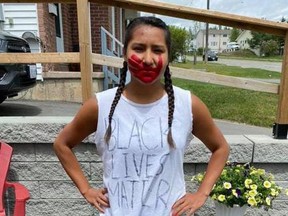 Katia Ferderber, a 22-year-old artist and actor who recently graduated from Humber College in Toronto, started running through Elliot Lake wearing a Black Lives Matter T-shirt. SUPPLIED