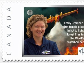 Emily Crombez, who was raised in Otterville, was chosen to be the face of a Canada Post stamp to recognize Canadian female pilots. The stamp features Crombez and the Bombardier CL-415 water bomber.

Handout