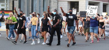 Hundreds of people participate in the Chatham-Kent Supports: Black Lives Matter march Friday, June 5, 2020, in downtown Chatham, Ont. Ellwood Shreve/Chatham Daily News/Postmedia Network