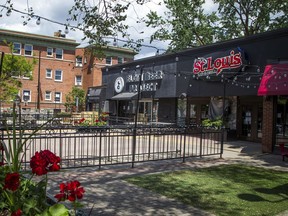 Patios that would normally be full on a sunny Saturday afternoon after empty due to COVID-19, Saturday, June 6, , 2020.