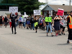 Close to 2,000 people march along Ferguson Street, Saturday, in an anti-racism march.
PJ Wilson/The Nugget