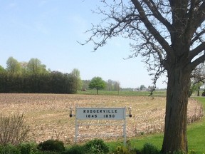 Rodgerville sign post on the east side of Highway #4 marks the site of the once thriving hamlet. Submitted