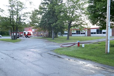 Sault Ste. Marie Fire Services investigates fire at St. Paul Catholic elementary school, 78 Dablon St., in Sault Ste. Marie, Ont., on Tuesday, June 9, 2020. (BRIAN KELLY/THE SAULT STAR/POSTMEDIA NETWORK)