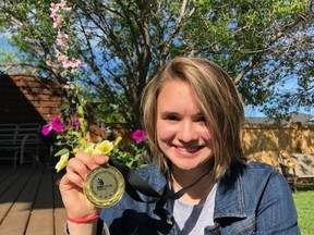 Grande Prairie teen Madison Burford accepts the 2020 Skills Alberta gold medal in baking on Wednesday, June 10, 2020.