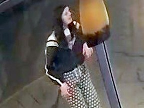 The suspected vandal. The Parkland RCMP is seeking public assistance to find this person and two others in connection with the window of a business in Stony Plain being broken May 28.