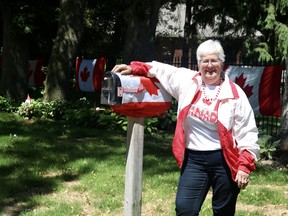 Despite many Canada Day parades being cancelled, Brantford's Eileen Lane is proudly displaying her patriotism at her Oak Park Road home. (ASHLEY TAYLOR)