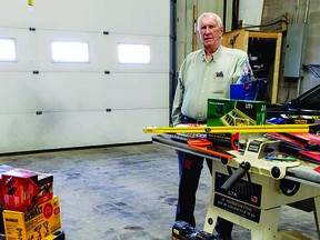 Wayne Warner has his hands full with recently donated tools and materials.  Anyone looking to get involved in The Men's Shed can call him at 780-201-2521.