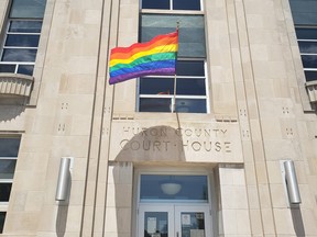Pride flag is flying this montha the courthouse in Goderich. Daniel Caudle photo