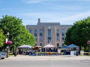 The Goderich BIA launched the annual Farmers' Market at several locations spread out near the Courthouse Square. Working closely with Huron Perth Public Health, increased safety measures have been implemented so local vendors can sell local produce to the community. Greg Presseault Photography