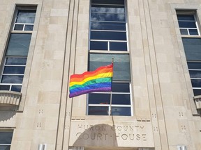 Pride flag is flying this montha the courthouse in Goderich. Daniel Caudle