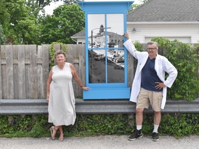 Huron East’s Economic Development Officer Jan Hawley stands with heritage architect Dr. Chris Cooper as the two work together to transform a back ally in Seaforth into an art exhibit. Daniel Caudle