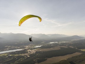 Paragliding above Invermere, B.C., from Mt. Swansea. KARI MEDIG, DESTINATION B.C. / Postmedia