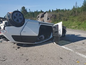 One person was taken to hospital following a single-vehicle rollover in the southbound lanes of Highway 69, south of the Nelson Road exit, on Tuesday morning, Nipissing West OPP said in posts to social media.