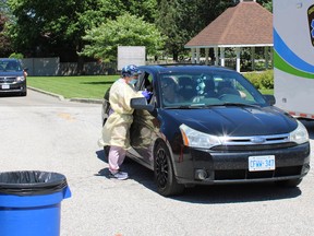 Over 150 people were tested for COVID-19 on June 11, the first day of a three-day mobile, drive-thru testing clinic held at the Wallaceburg site of the Chatham-Kent Health Alliance. Jake Romphf photo