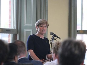 Karen Vecchio, MP for Elgin-Middlesex-London, speaking at the annual St. Thomas and District Chamber of Commerce luncheon in 2019. File photo/Postmedia Network