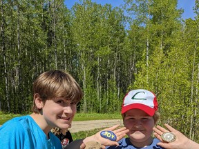 Theo and Oliver Zumbusch were named winners of the Week 1 Interact Club Family Scavenger Hunt on June 10. Photo Supplied.