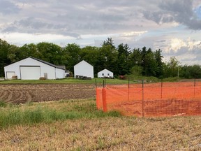 Sink holes in a field arising from a collapsed municipal drain in Glen Meyer have prevented a farmer from planting crops. A $97,100 repair began Wednesday after Ontario agriculture minister Ernie Hardeman approved an emergency order under the Drainage Act. – Norfolk County photo