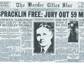 The Border Cities Star in Windsor reports on the acquittal of Rev. Spracklin. Handout