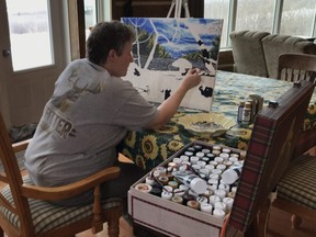 West County artist Mickey Death has spent the winter months preparing for her very first art show at BACS. “Now that I’m retired, I have the privilege to sit at my kitchen table and paint, which I have done more in the last three years than in all the previous years put together.”