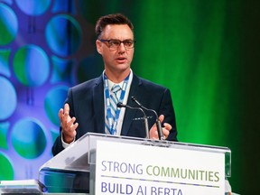 Mayor Bill Given of Grande Prairie speaks at the Alberta Urban Municipalities Association convention at the Edmonton Convention Centre on Thursday, Sept. 26, 2019.