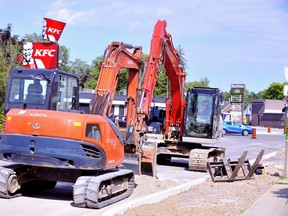 Coun. Mike Columbus has observed in recent weeks that the King Street rebuild in downtown Delhi it taking longer than expected. Norfolk OPP reported this week that they’ve ticketed 30 truckers who have abused detour routes around the construction zone. – Monte Sonnenberg photo