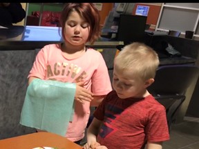 Siblings Olivia and Jacob present their creations at a Big Bunch Master Chef Cooking Challenge. Submitted photo