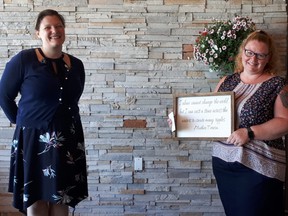 Amanda Cook received this year’s Social Planning Council of Oxford Social Justice award. Cook was recognized earlier this year, and is pictured with Stephanie Ellens-Clark, social planning council executive director. (Courtesy Stephanie Ellens-Clark)