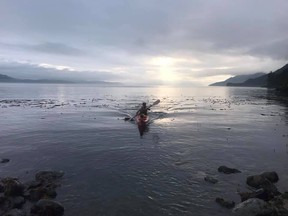 Banff's Lawrence Carter plans to kayak 352 kms on Emerald Lake in four days, 88 kms a day and approximately 75 laps of the lake to finish the race. Thats about 216,480 paddle strokes. He hope to raise funds for local charities; Jumpstart for Kids and Rocky Mountain Adaptive. Photo submitted.