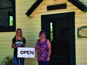 The Visitor Information Centre opens Saturday. Pictured here are VIC travel counsellor Danica Pendree and volunteer Eleanor Kesler.