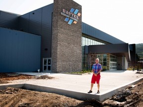 Town of Peace River Councillor Colin Needham, stands in front of the newly erected multiplex, the Baytex Energy Centre in a 2019 file photo.