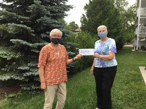 Shirley Purdie has been sewing masks to keep our community safe since COVID-19 hit and instead of charging, she requested that a donation be made to Huron Shores Hospice. On Wednesday, June 22 she presented a cheque for $5,403.10 along with a $20 cash donation.