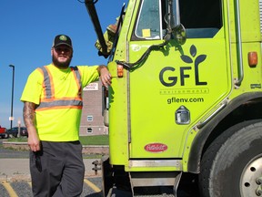 Ryan Devion, winner of the Brian Booty Hat Trick Bursary Award, stands with his truck outside Seven Generations in Kenora, the place he got his high school diploma from. Ryan Stelter/Miner and News